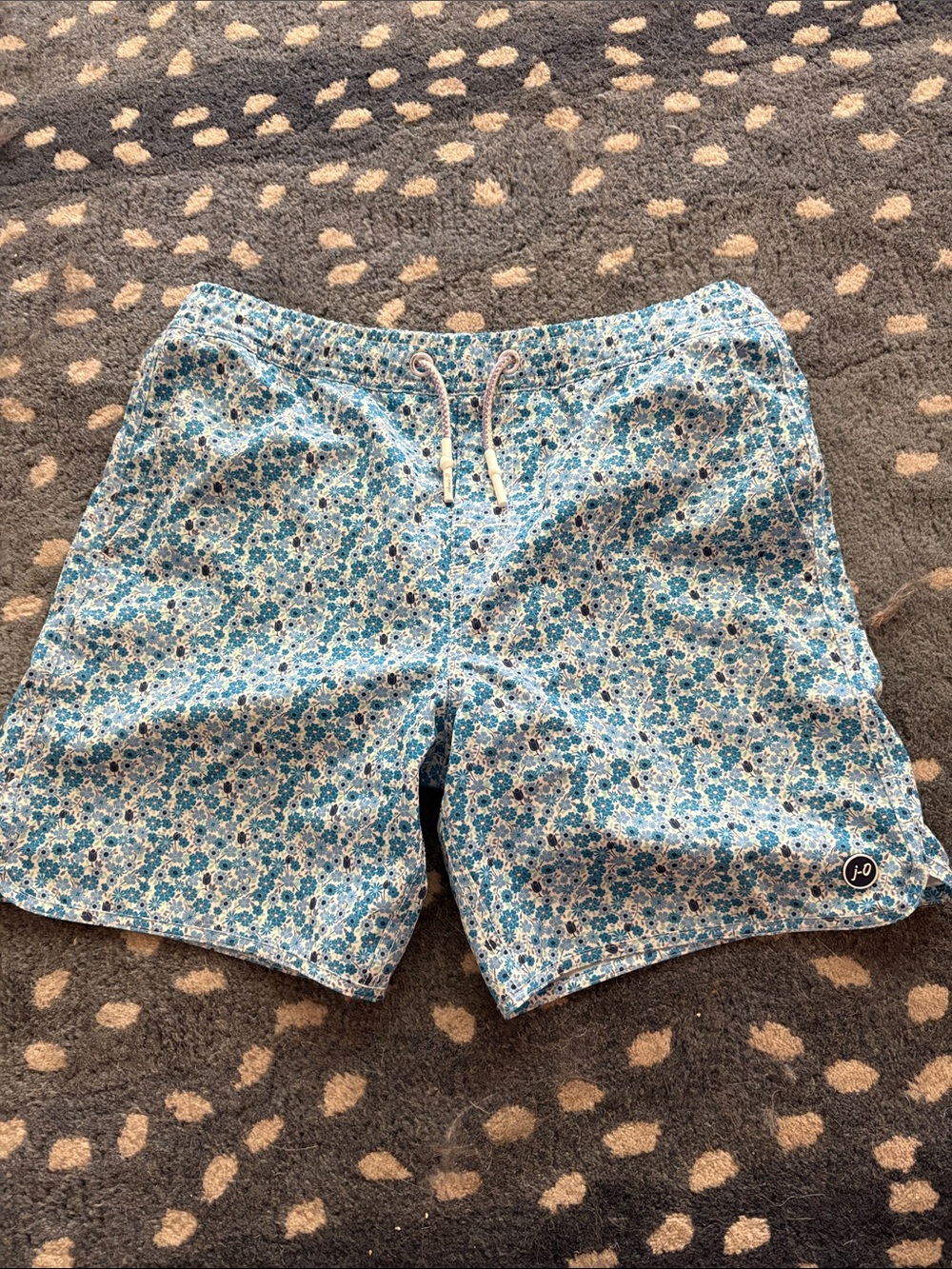 johnnie-O Blue Floral Kids Swim Trunks